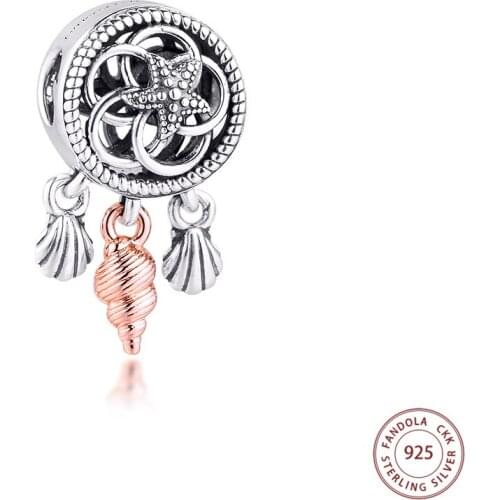2020 Summer New 925 Sterling Silver Openwork Seashell Dreamcatcher Charms Beads for Jewelry Making Fits Pandora Bracelet Bijoux