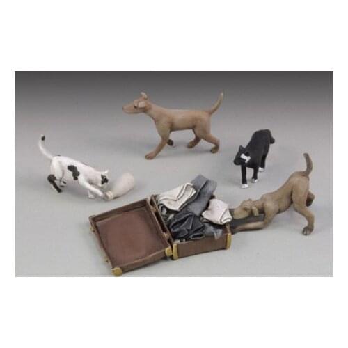 New Unassembled 1/35 ancient Dogs and Cats Resin Figure Unpainted Model Kit