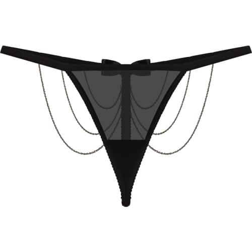 One Size Black Color Transparent Sexy Lingerie Chain Underwear G String Thongs For Women Ladies