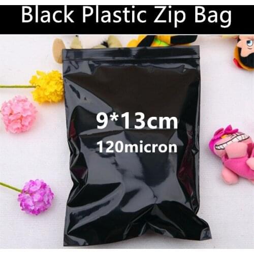 Wholesale 100pcs 9cm*13cm*120micron Black Laminated Zip Bag Plastic Packaging Zipper Bag Gift/Mailing Bag