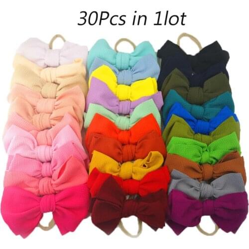 Wholesale Baby Headband 10-30 Pcs/Lot For Girls Turban Knotted Solid Flower Print Nylon Headwear Clothing Little Gift Bandeau