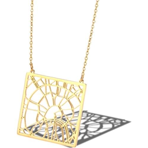 RIR Moscow Russia City Map Necklace Graphic Geometric Jewelry Delicate Moscow Pendant Necklaces Holiday Gift For Her & His