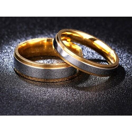 4mm 6mm Couple Ring Gold-Color Jewelry for Women Man Titanium Steel Lover Ring Personalized Ring Customize Ring Engraved Ring