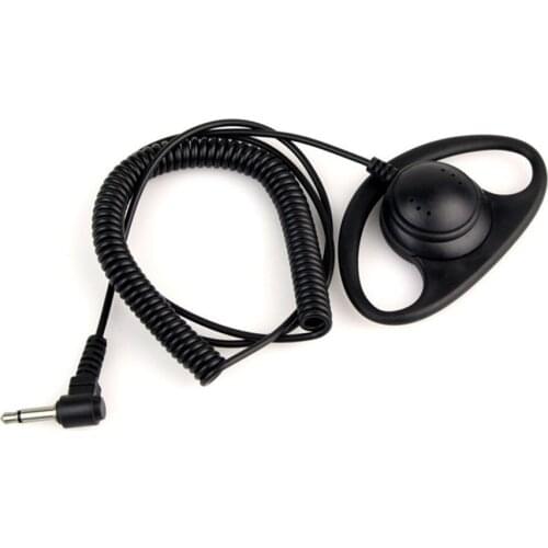 Portable One PCS 3.5mm Curved Jack D-shape Listening Only Headset Earphone for Two Radio Transceivers Walkie Radio Ear Hook