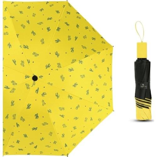 Portable three-fold umbrella woman sunny and rain dual-use sunscreen ultraviolet protection umbrella strong umbrella