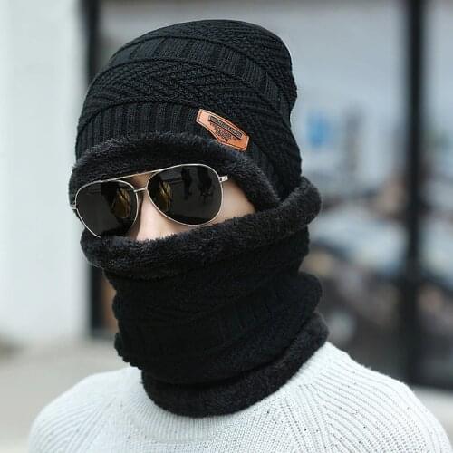 Fashion autumn winter wool hats mens outdoor riding plus velvet warm knitted hats womens cold-proof caps parent-child caps