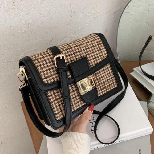Houndstooth Pattern Crossbody Bag for Women 2020 New Fashion Single Shoulder Messenger Flap Bags Ladies Fashionable Purses Bolsa