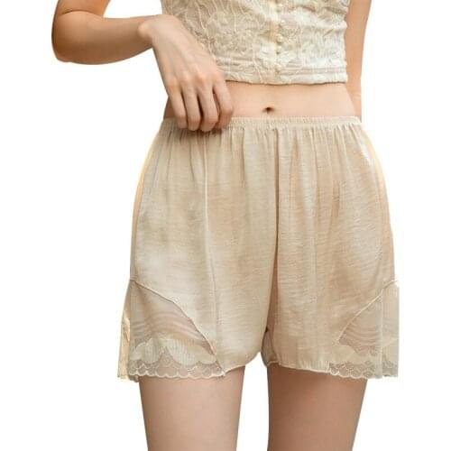 Women Plus Size Shorts Hollow out Lace Underwear Female Anti Chafing Thigh Boxer Briefs Silky Outer wear Home Pajama pants 100KG