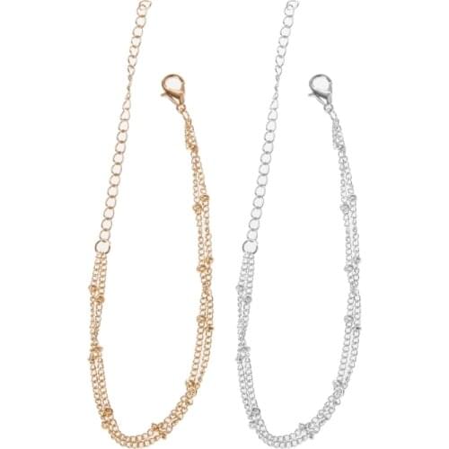 Women Minimal Gold Fill Jewelry Dainty Double-Layer Satellite Chain Bracelets