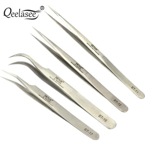 10 PCs Eyelash Tweezers for Eyelash Extension Tools Genuine VETUS Straight and Curved Tweezers ESD&ST Tweezers