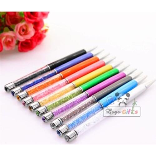 200pcs personalzied crystal pens with diamonds 10colors Free shipping custom printing with your company logo/website/email
