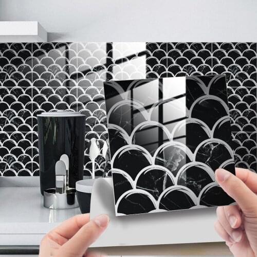 25pcs 3D Tile Sticker Imitation Marble Pattern Kitchen Bathroom Wallpaper Waterproof Self Adhesive Wall Sticker For Decoration