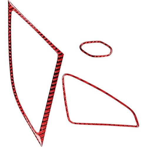 3pcs/Set Carbon Fiber Red Door Speaker Cover Trim Frame Accessories Fit for Chevrolet Corvette C7 2014 2015 2016 2017 2018 2019