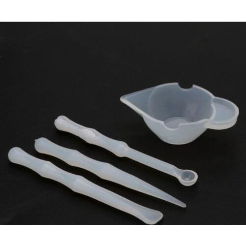 4Pcs Silicone Mixing Cups Stirrers Spoon Scraper DIY Resin Mold Jewelry Tools Kit