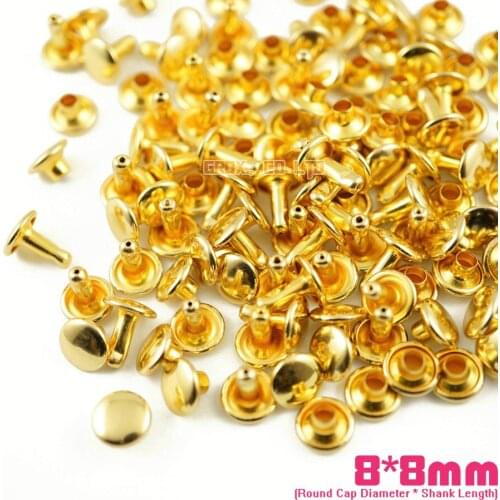 450 set 8*8mm Gold Double Cap Round Rapid Rivet Punk Rock Leathercraft Rivet