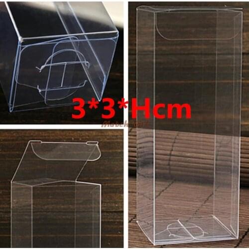 50pcs/lot-3*3*Hcm Transparent Clear PVC Gift Packaging boxes small plastic box storage for food/jewelry/Candy/Gift/cosmetics