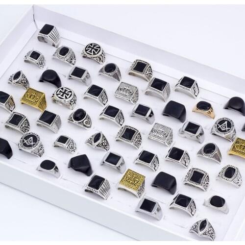 50pcs/lot Square Classic Metal Men Matte Smooth Rings For Women Wholesale Fashion Jewelry Party Gifts