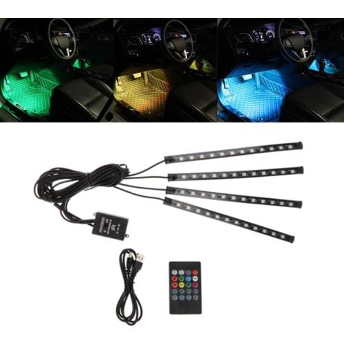 Car LED Strip Lights, USB LED Interior Lights, Multicolor Music Car Strip Light Under Dash Lighting Kit Sound Active Function
