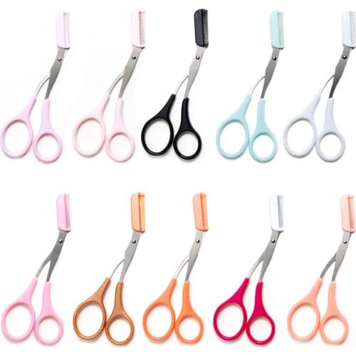 Stainless Steel Removable Eyebrow Trimmer Scissors Color Titanium With Comb Facial Hair Removal Shaver Cutter Makeup Accessories