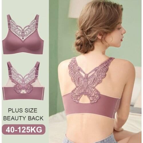 Large Size Bra Without Steel Ring Fat MM Gathered Bra To Prevent Sagging Thin Traceless Plus Size Bra Underwear Lady