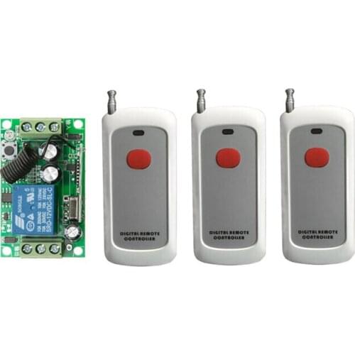 DC12V 10A 1CH RF Wireless Remote Control System 55*32*16 mm 1 * Receiver& 3 *Transmitter new 100M red key