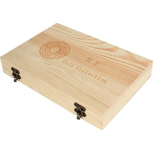 Wooden Coins Collection Display Storage Box Case Holder Set 40pcs Capsules