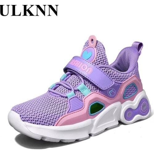 ULKNN Sneakers Kids Running Shoes For Girls Breathable Purple Children Casual Shoes 2021 Fashion Kid Childrens Tennis Girl Kids