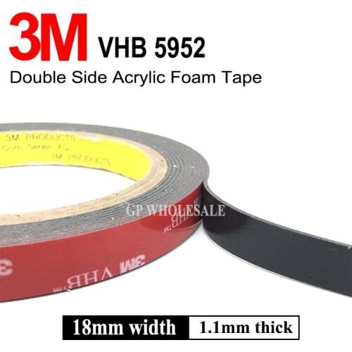 3M VHB 5952 3m Black Double Sided Tape Outstanding Durability Performance VHB Tape Two Side Acrylic Adhesive 18mm*3M/1Roll