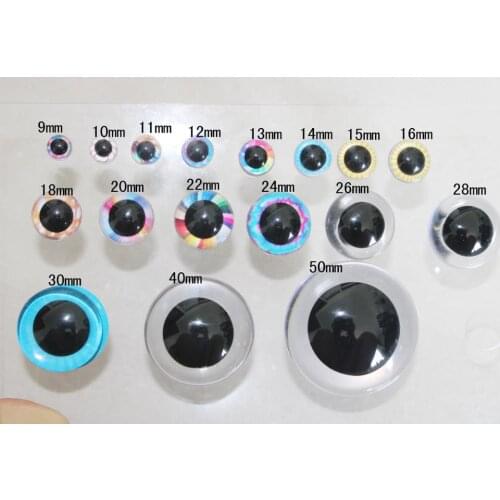 20pcs F13A---9MM 10MM 11MM 12MM round clear toy safety eyes colorful eyes + hard washers for diy doll--size color option