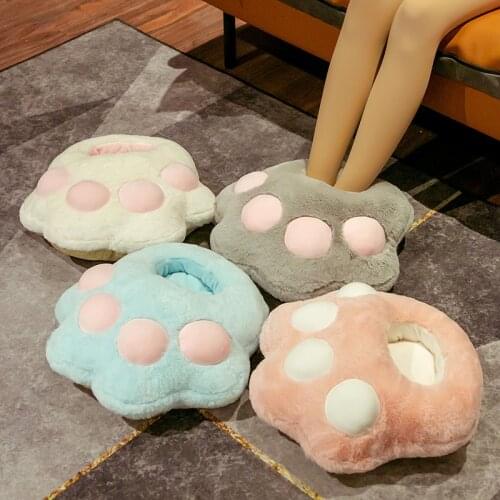 INS Nice Cat Paw Pillow Warm Slipper Animal Cushion Stuffed Plush Sofa Indoor Floor Home Chair Decor Winter Hand Warmer Kid Gift
