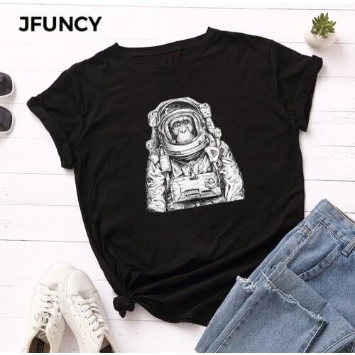 JFUNCY Plus Size Summer T-shirts Men Women 100% Cotton T Shirt Printed Woman Tshirt Short Sleeve Loose Tops Female Tee Shirt