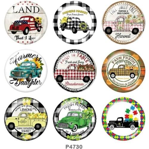 Car Christmas Thanksgiving Sun flower Round glass cabochon flat back Making findings snap button jewelry P4730