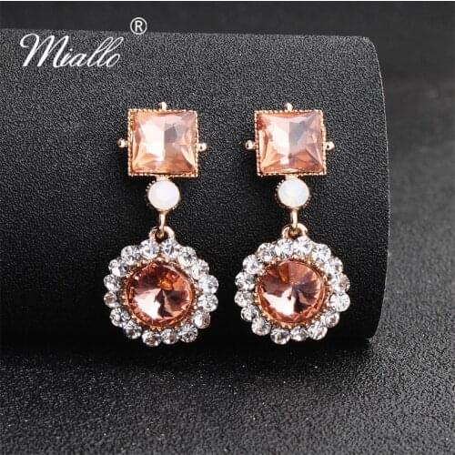Miallo 2019 Newest Boho Crystal Earrings Wedding Women Drop Earrings Bride Bridesmaids Eardrop for Girlfriend Gift