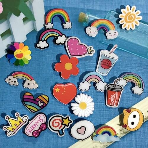 50pcs 21 Styles Mixed Cute Rainbow Flower Crown Heart Flatback Planar Resin Cabochon DIY Crafts for Home Decoration Accessories