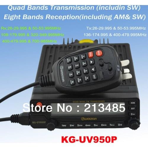 Mobile Radio Transceiver KG-UV950P Quad bands Transmission(including SW) & Eight Bands Reception(including AM & SW) Max.50W