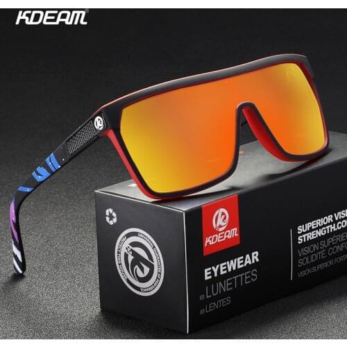KDEAM One Piece Sports Sunglasses for Men Polarized UV400 Women Oversized Driving Sun Glasses Shades Square Sunglass With Box
