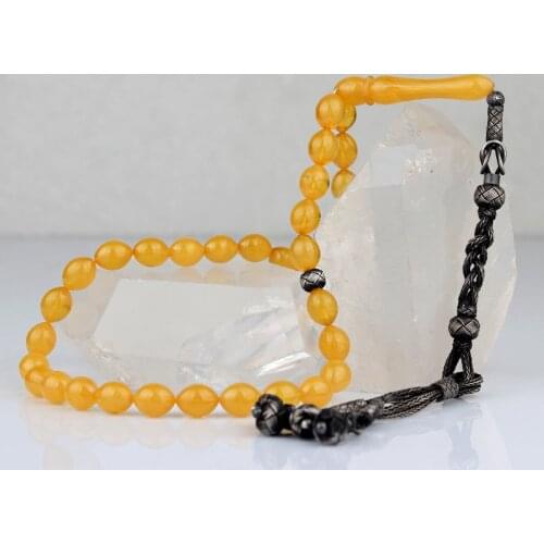 Natural Amber 1000 Silver Kazaz Tassel 33 Bead Prayer Beads Islamic Tasbih Rosary Men Women Meditation Jewelry From Turkey