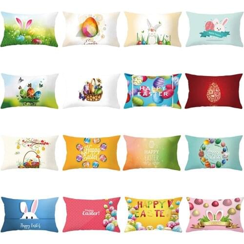 Easter Eggs Cushion Cover 30X50 Happy Easter Pillowcase Home Decor Throw Pillows Candy Rabbit Decorative Sofa Cushions Polyester