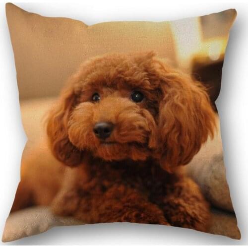 New Custom Poodle PET Pillowcase Cotton Linen Fabric Square Zipper Pillowcase 45X45cm Wedding Decorative Pillow cover