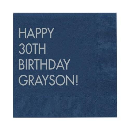 Bold Birthday - Thirty Birthday Personalized Napkins-30th Birthday-Birthday Getaway Custom Birthday Napkins milestones birthday
