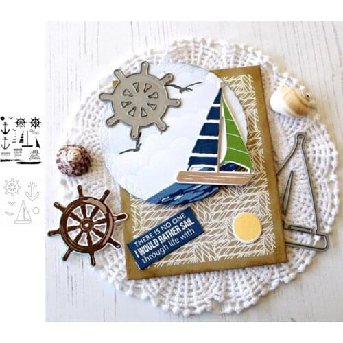 Sailboat And Tools Metal Cutting Dies and Stamps DIY Scrapbooking Card Stencil Paper Cards Handmade Album Stamp Die Sheets