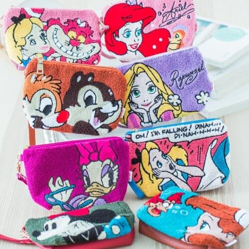 Disney princess lady cartoon Coin Plush purse lovely make up bag girl gift storage key headset bag Cosmetic bag packet