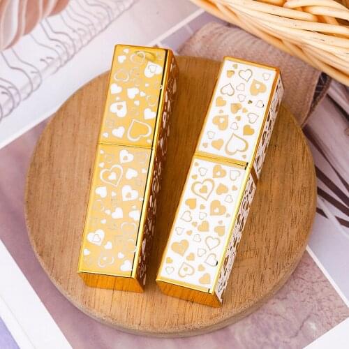 100Pcs Empty Lipstick Tube 3D Romantic Heart Love Lip Balm Tubes Bottle 12.1mm Lip Rouge Storage Cosmetic Gloss DIY Container