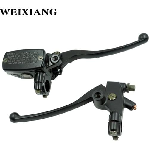 7/8" 22mm Front Motorcycle Hydraulic Brake Pump Master Cylinder Black Left Right Disc Brake Lever Universal w/ Brake Switch M10