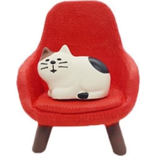 Cute Cartoon Cat Sofa Chair Dollhouse Miniature Doll Room Desktop Decor Toy Ornament