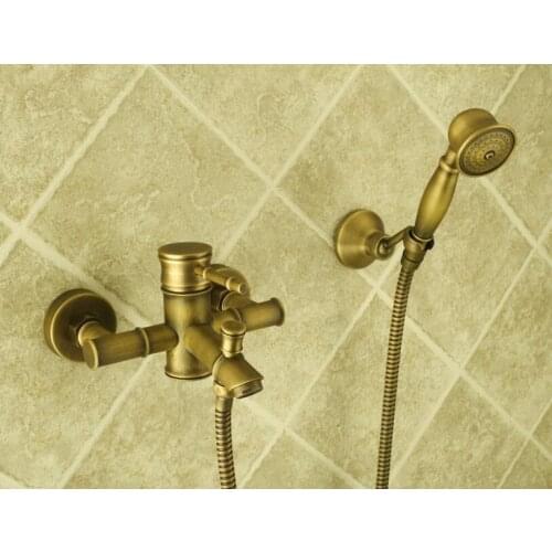 Vidric Bathtub Faucets Bamboo Shower Faucet Mixer Tap Antique Bronze Brass Bath Shower Faucet Set Bathtub Faucet Torneira Bat