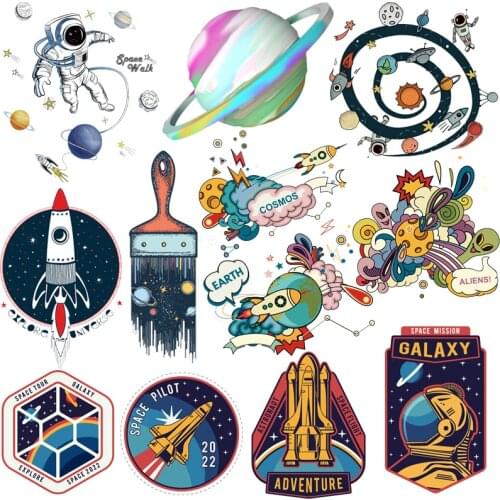 Prajna Astronaut Iron On Transfers Vinyl Heat Transfer Patches For Clothes Stripes Patches Thermal Stickers On Clothes Applique