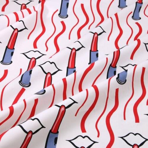 Lipstick Printed fabric For Baby clothes cotton fabric for women dress kids shirt thin cotton cloth Handmade material DIY fabric
