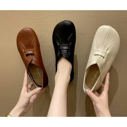 Square Toe Korean Shoes Casual Female Sneakers Shallow Mouth Womens Moccasins Flats Loafers With Fur British Style Comfort