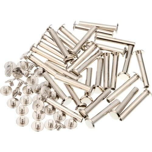 50pcs M5x30mm Iron-nickel-plated screw books Fingertight Picture books screw rivets albums butt recipes leaflet nail M5Hardware